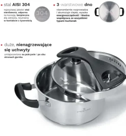 ZWIEGER GABRO Garnek z pokrywką do odcedzania 24 cm / 5 L / Stal nierdzewna