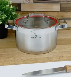 ZWIEGER KLASSIKER Komplet garnków z pokrywkami 11 el / stal nierdzewna SS 304 + Patelnie Obsidian 24, 28 cm