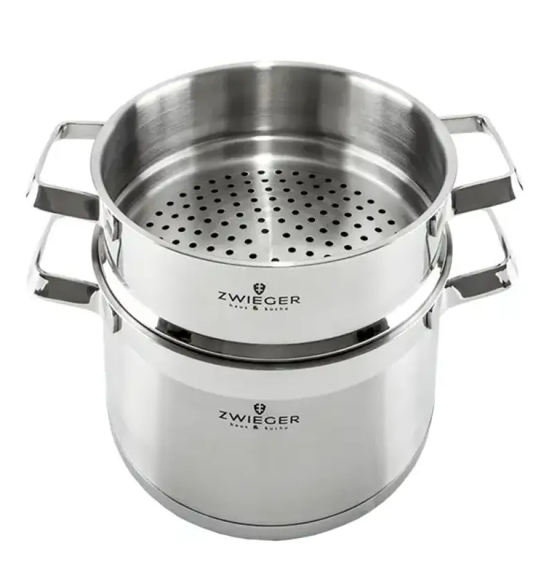 ZWIEGER KLASSIKER Komplet garnków z pokrywkami 11 el / stal nierdzewna SS 304 + Patelnie Obsidian 20, 28 cm