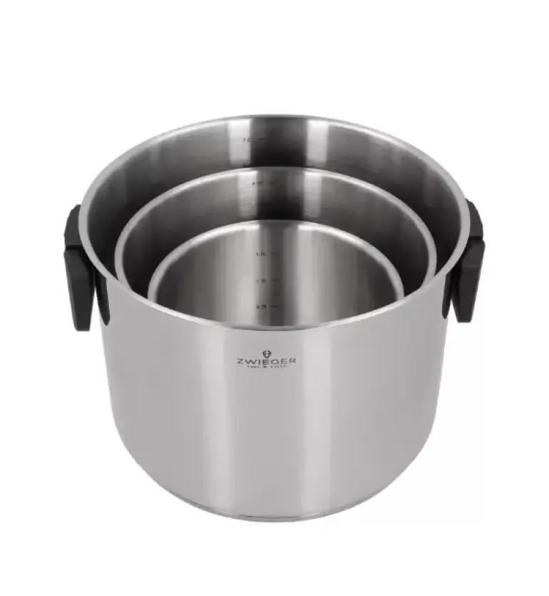 ZWIEGER KOMPACT BLACK Komplet 3 garnków z pokrywkami / stal nierdzewna