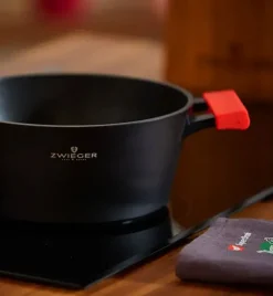 ZWIEGER OBSIDIAN Komplet Garnki 6 el z pokrywkami 5,5l/ 3,5l/ 2l + Rondel + Patelnie 20, 24, 28 cm + Wok 32 cm / GREBLON
