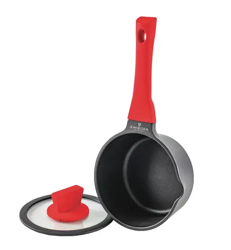ZWIEGER OBSIDIAN Komplet Garnki 6 el z pokrywkami 5,5l/ 3,5l/ 2l + Rondel + Patelnie 20, 24, 28 cm + Wok 32 cm / GREBLON