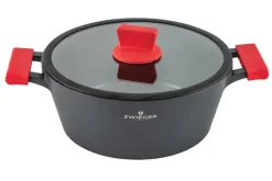 ZWIEGER OBSIDIAN Komplet garnków z pokrywkami 6 el + patelnie Zwieger Obsidian 24, 28 cm + grillowa 28 cm + pokrywki 24, 28 cm