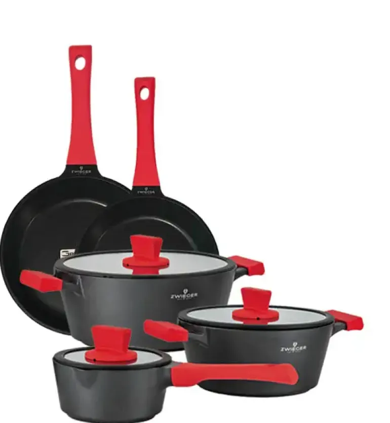 ZWIEGER OBSIDIAN Komplet garnków z pokrywkami 6 el + patelnie Zwieger Obsidian 20, 28 cm