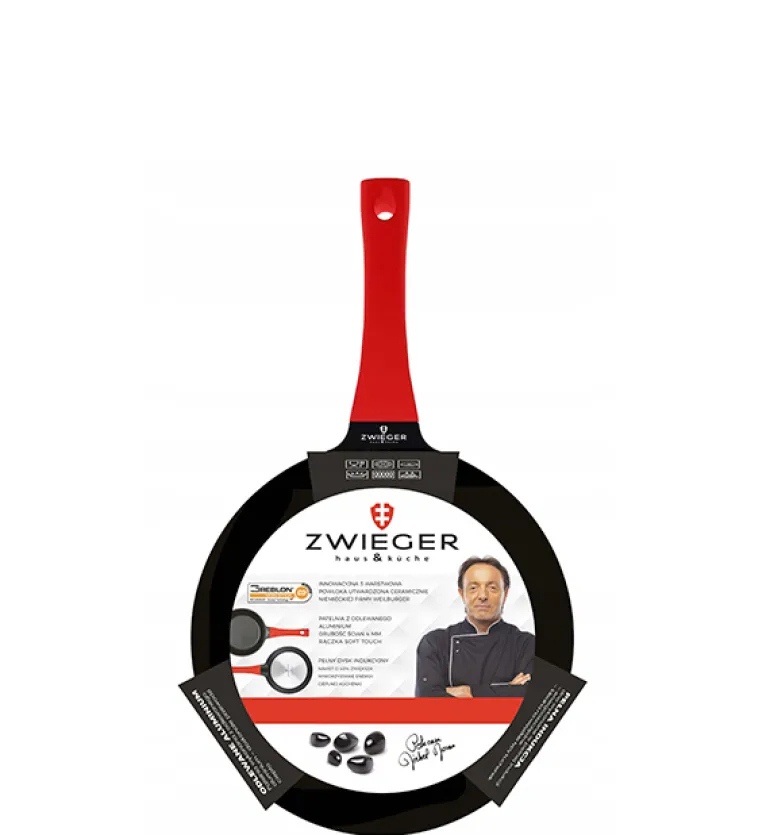 ZWIEGER OBSIDIAN Komplet Garnki 6 el z pokrywkami 5,5l/ 3,5l/ 2l +rondel + patelnie 20, 24, 28 cm + głęboka 28 cm + pokrywki Tadar/ GREBLON
