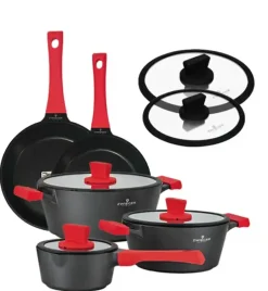 ZWIEGER OBSIDIAN Komplet garnków z pokrywkami 6 el + patelnie Zwieger Obsidian 24, 28 cm + pokrywki 24, 28 cm