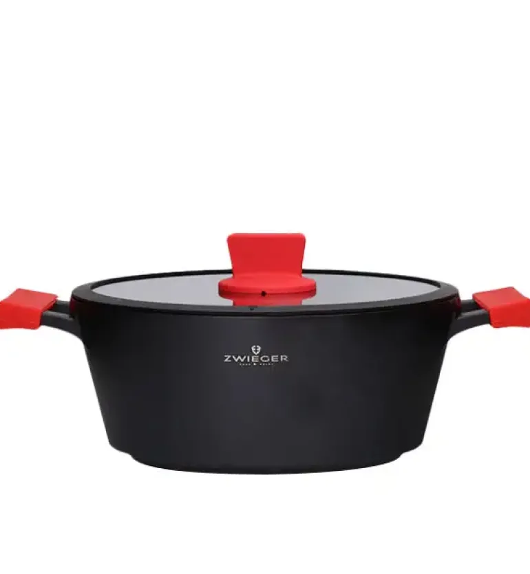ZWIEGER OBSIDIAN Komplet Garnki 6 el z pokrywkami 5,5l/ 3,5l/ 2l +patelnia 20, 24, 28 cm / GREBLON