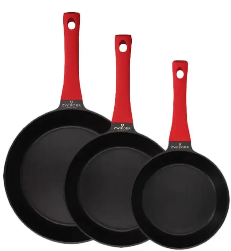 ZWIEGER OBSIDIAN Komplet Garnki 6 el z pokrywkami 5,5l/ 3,5l/ 2l +patelnia 20, 24, 28 cm / GREBLON
