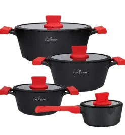 ZWIEGER OBSIDIAN Komplet Garnki 6 el z pokrywkami 5,5l/ 3,5l/ 2l +rondel / GREBLON C3+