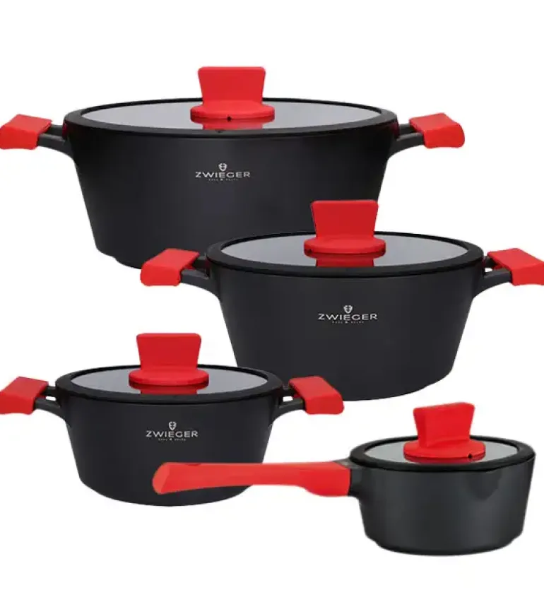 ZWIEGER OBSIDIAN Komplet Garnki 6 el z pokrywkami 5,5l/ 3,5l/ 2l +rondel / GREBLON C3+