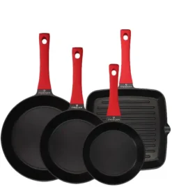 ZWIEGER OBSIDIAN Komplet patelni 20, 24, 28 cm + patelnia grillowa 28 cm / powłoka GREBLON non- stick
