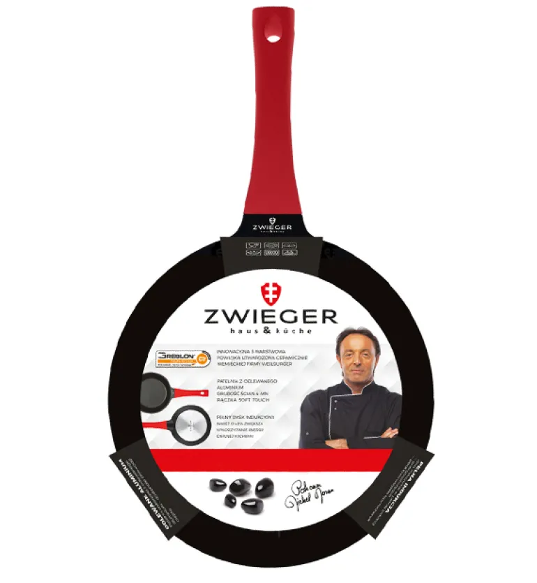 ZWIEGER OBSIDIAN Komplet patelni 24, 28 cm + pokrywka TADAR / powłoka GREBLON non-stick