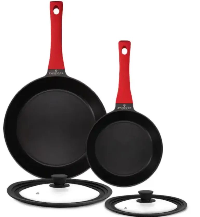 ZWIEGER OBSIDIAN Komplet patelni 20, 28 cm + pokrywki TADAR / powłoka GREBLON non- stick
