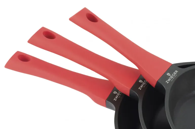 ZWIEGER OBSIDIAN Komplet patelni 20, 24, 28 cm + pokrywka 24, 28 cm / powłoka GREBLON non- stick/