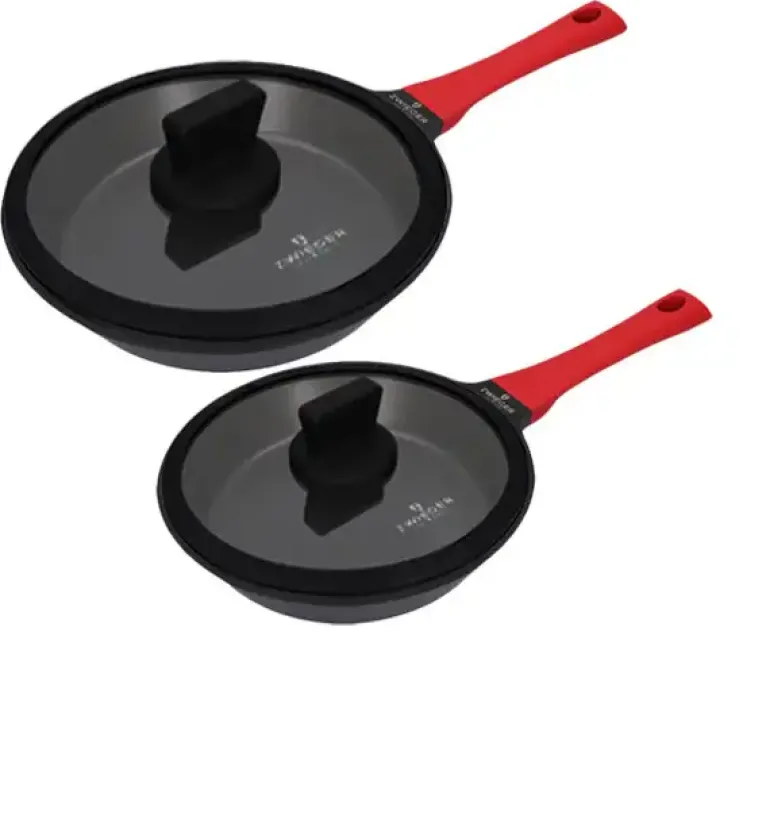 ZWIEGER OBSIDIAN Komplet patelni z pokrywkami / powłoka GREBLON non- stick / 24, 28 cm