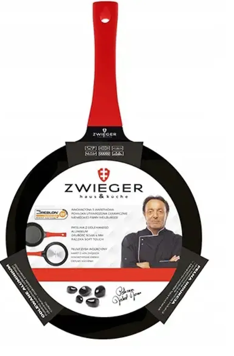 ZWIEGER OBSIDIAN Komplet patelni 24, 28 cm + pokrywki + patelnia grillowa 28 cm / powłoka GREBLON non- stick