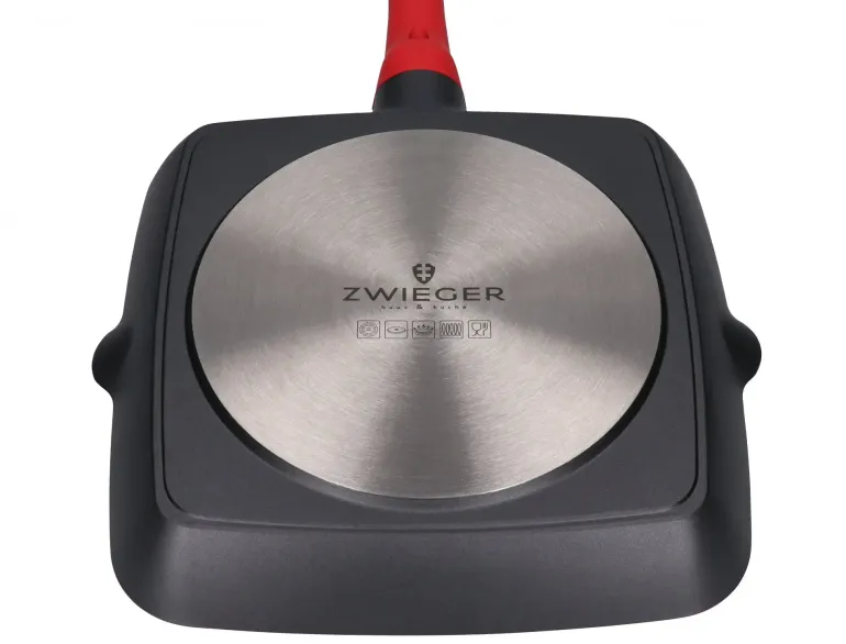 ZWIEGER OBSIDIAN Komplet patelni 24, 28 cm + pokrywki + patelnia grillowa 28 cm / powłoka GREBLON non- stick