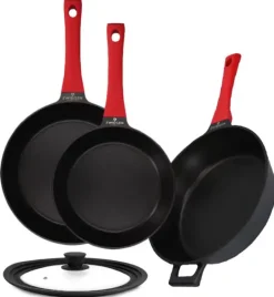 ZWIEGER OBSIDIAN Komplet patelni 24, 28 cm + patelnia głęboka 28 cm / powłoka GREBLON non- stick + Pokrywka Tadar