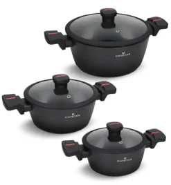 ZWIEGER RED LINE Komplet garnków z pokrywkami 18, 20, 24 cm + Patelnie 20, 24, 28 cm + Patelnia do naleśników 24 cm + Brytfanna 33 cm