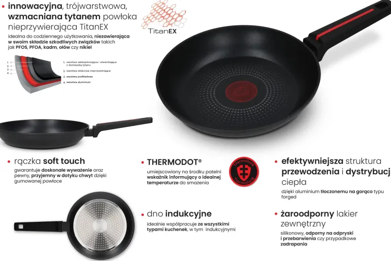 ZWIEGER RED LINE Komplet garnków z pokrywkami 18, 20, 24 cm + Patelnie 20, 28 cm + Pokrywki szklane