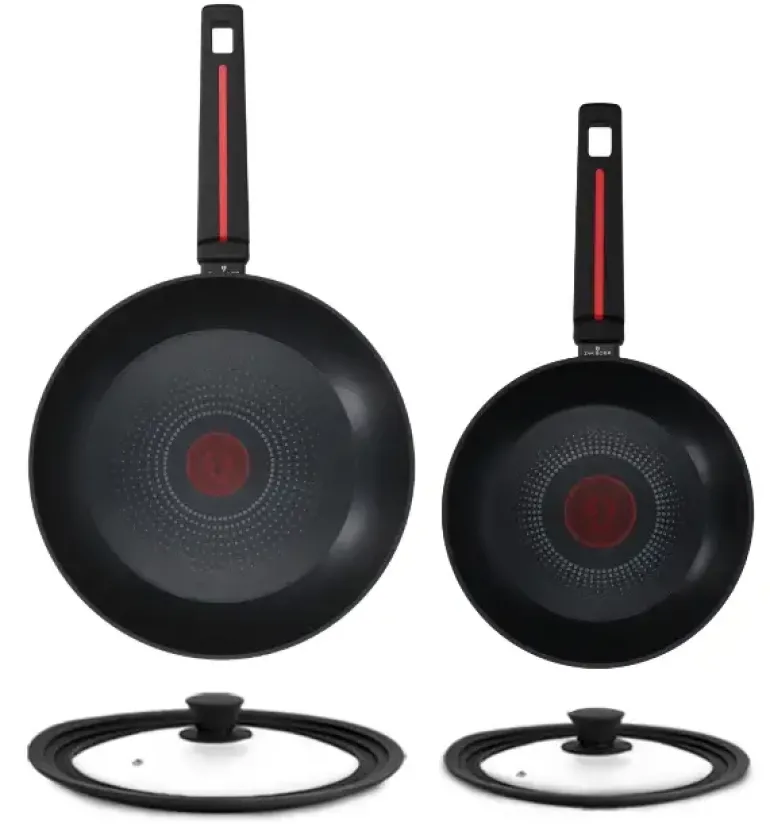 ZWIEGER RED LINE Komplet patelni 20, 28 cm + pokrywki silikonowe / powłoka TitanEX