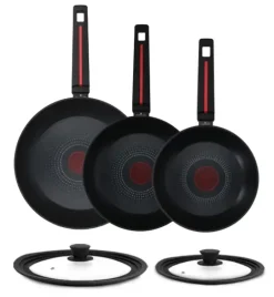 ZWIEGER RED LINE Komplet patelni 20, 24, 28 cm + pokrywki silikonowe / powłoka TitanEX