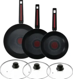 ZWIEGER RED LINE Komplet patelni 20, 24, 28 cm + pokrywki szklane / powłoka nieprzywierająca TitanEX