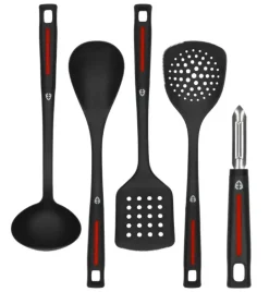 ZWIEGER RED LINE Komplet przyborów 5 el / Chochla + Łopatka + Łyżka + Podbierak + Obieraczka pionowa / tworzywo sztuczne