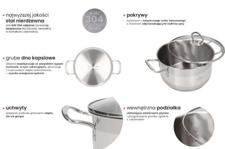 ZWIEGER ROCCA Garnek 16 cm | 1,8 l stal nierdzewna AISI 304 | | indukcja