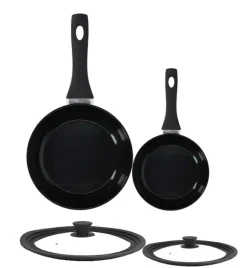 ZWIEGER ROCCA Komplet Patelnia 20, 28 cm +pokrywki silikonowe | aluminium | powłoka ceramiczna | indukcja