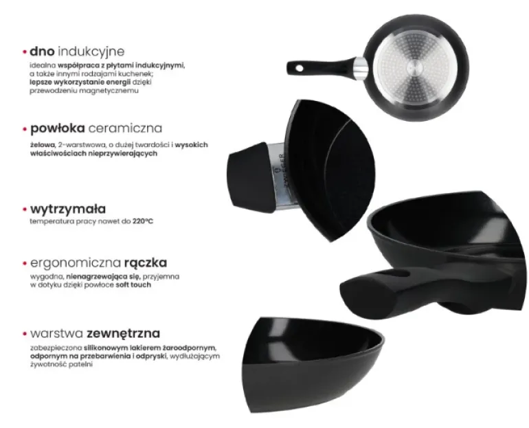 ZWIEGER ROCCA Patelnia 24 cm | aluminium | powłoka ceramiczna | indukcja