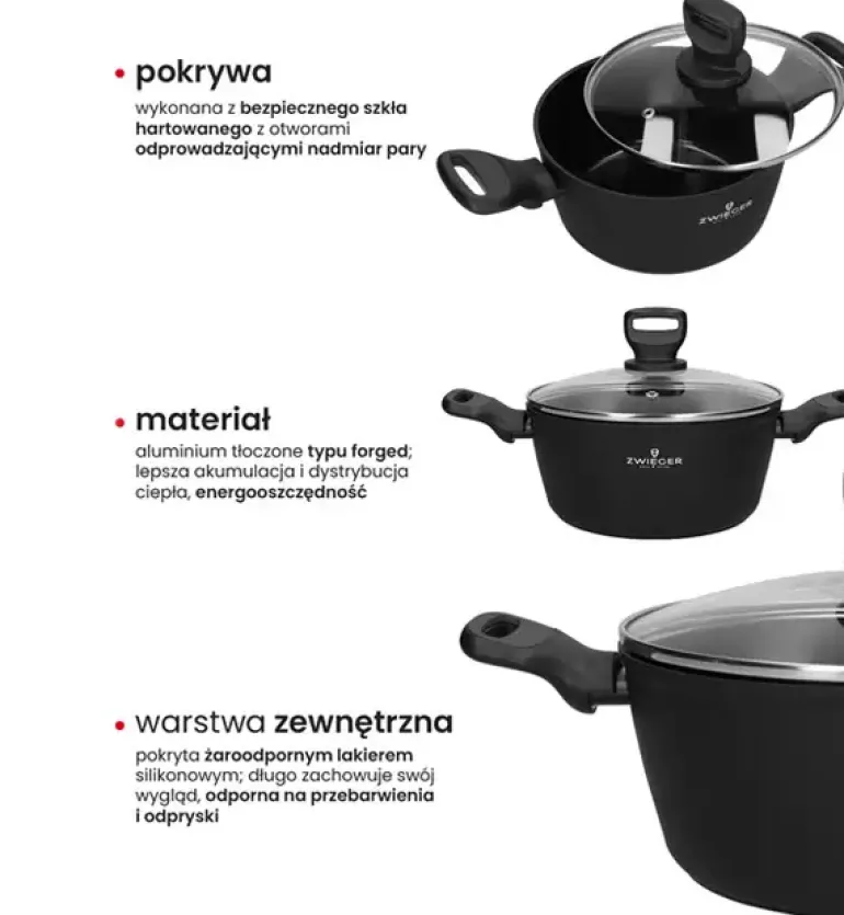 ZWIEGER STIGA Garnek 24 cm | aluminium | powłoka ceramiczna | indukcja