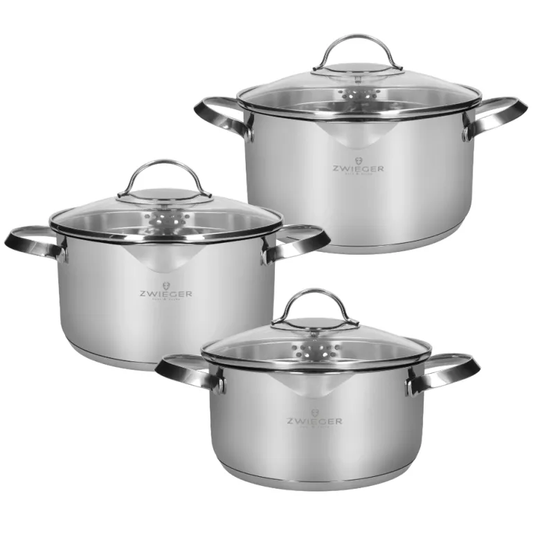 ZWIEGER VERON Komplet garnków 6 el z pokrywkami 20, 22, 24 cm / stal nierdzewna