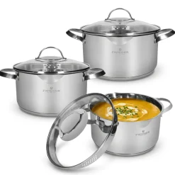 ZWIEGER VERON Komplet garnków 6 el z pokrywkami 20, 22, 24 cm / stal nierdzewna