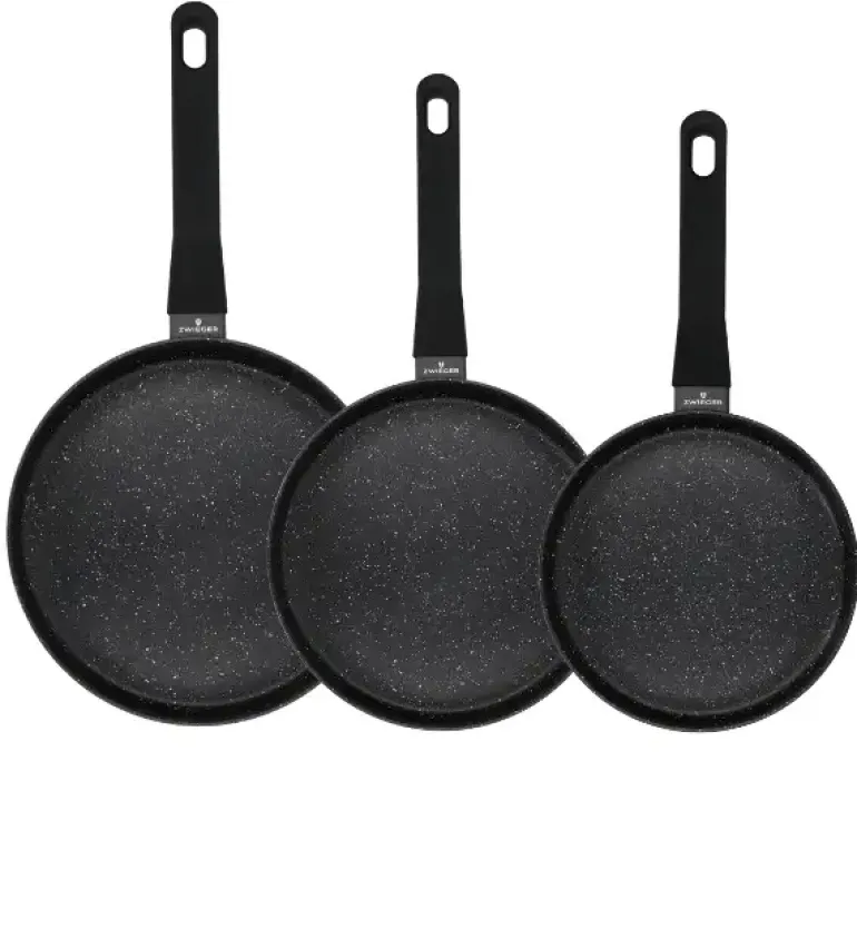 ZWIEGER VERON Komplet garnków z pokrywkami 22, 24 cm + 3 patelnie + Brytfanna / stal nierdzewna