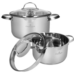ZWIEGER VERON Komplet garnków z pokrywkami 22, 24 cm + Brytfanna / stal nierdzewna