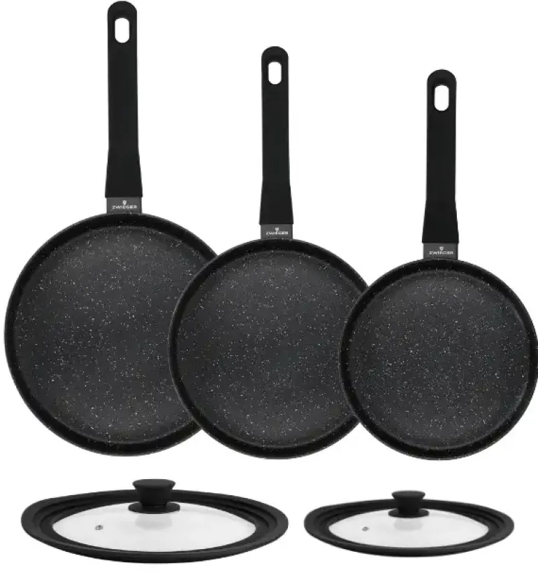 ZWIEGER VERON Komplet patelni 20, 24, 28 cm + Pokrywki uniwersalne Tadar