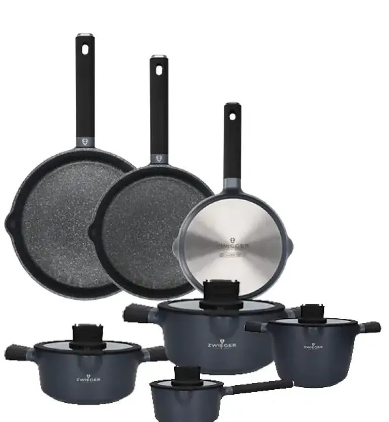 ZWIEGER VESNA Komplet 4 garnków z pokrywkami + Patelnie 20, 24, 28 cm / non-stick / indukcja