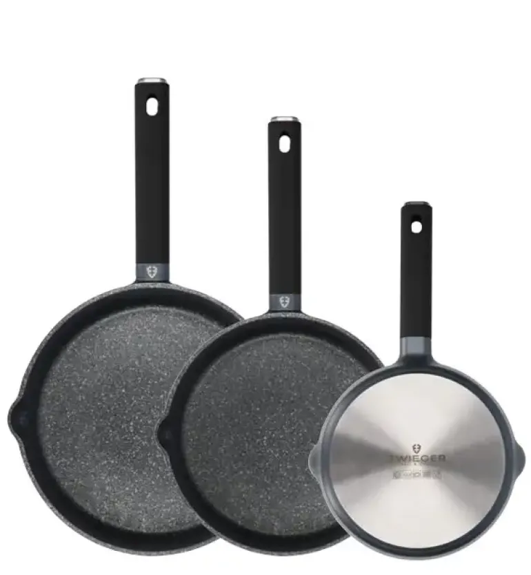 ZWIEGER VESNA Komplet 3 garnków z pokrywkami + Patelnie 20, 24, 28 cm / non-stick / indukcja