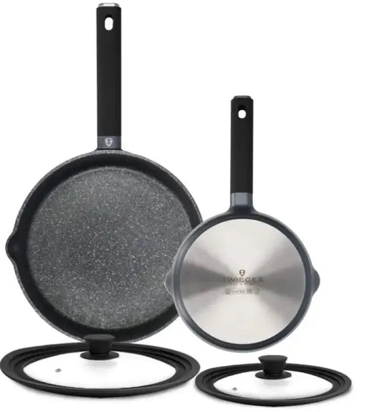 ZWIEGER VESNA Komplet 2 Patelni 20, 28 cm + Pokrywki silikonowe KAIA HOME / non-stick / indukcja