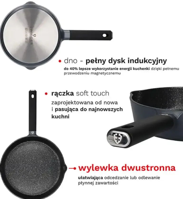 ZWIEGER VESNA Komplet 3 patelni 20, 24, 28 cm + pokrywki / non-stick / indukcja