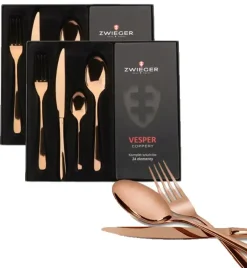 ZWIEGER VESPER COPPERY Sztućce komplet 48 elementów dla 12 osób / miedziane