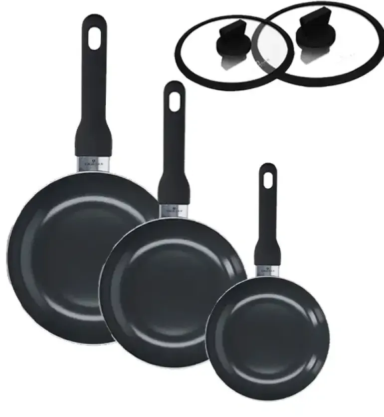 ZWIEGER VIRTU Komplet Patelnia 20, 24, 28 cm +pokrywki Zwieger 24, 28 cm | aluminium | powłoka ceramiczna | indukcja