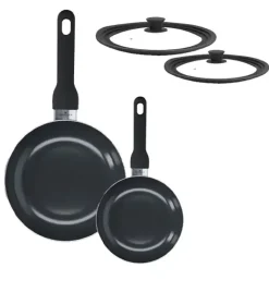 ZWIEGER VIRTU Komplet Patelnia 20, 28 cm + pokrywki silikonowe | aluminium | powłoka ceramiczna | indukcja